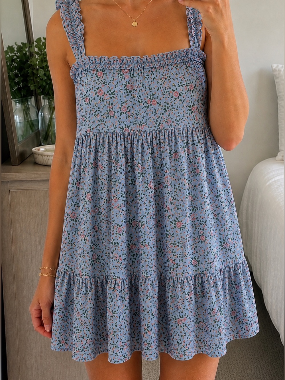 Altar’d State Blue Floral Mini Dress – Size M (NWT)